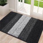 Grandaily Indoor Doormat, 24" x 36" Non-Slip Mud Trapper Absorbent Front Door Mats, Washable Striped Inside Entryway Mat, Low-Profile Welcome Mat Entrance Mat, Black