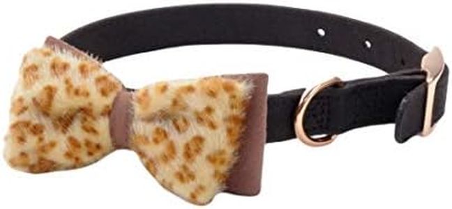 Coastal Pet - Accent Fashion - Microfiber Dog Collar, Mod Black with Leopard Bow, 5/8" x 13"