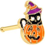 Body Candy Womens 20G PVD Steel Nose Ring Pumpkin Cat Witch Nose Stud Nose Bone Body Piercing Jewelry 1/4"