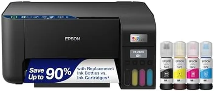 Epson EcoTank ET-2400 Wireless Color All-in-One Cartridge-Free Supertank Printer with Scan and Copy – Easy, Everyday Home Printing, Black