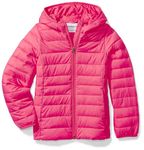 Amazon Essentials Little Girls' Lightweight Water-Resistant Packable Hooded Puffer Jacket, Dark Pink, X-Small