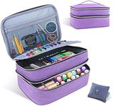 Sewing Supplies Organizer Bag, Double-Layer Sewing Box Organizer Accessories Storage Bag, Large Sewing Basket Travel Women Sewing Box for Sewing Supplies, Scissors, Thread, Pins,Needles,Clips (Purple)