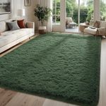 FALARK Large Soft Area Rugs for Bedroom Living Room, 6x9 ft Dark Green Fluffy Rug Carpets for Girls Kids Room, Shaggy Fuzzy Indoor Modern Plush Rugs for Nursery Dorm Home Decor, Dark-Green