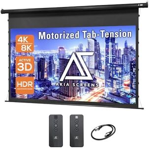 Akia Screens 105 inch Motorized Projector Screen Tensioned 16:9 Retractable Projector Screen Indoor Movie Screen Compatible with UST, Short, Standard Throw Projection for 4K Home Theater, AK-ELT105H