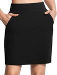 THE GYM PEOPLE Women's Golf Skorts Modest Knee Length Athletic Tennis Skirts Built-in Shorts with 4 Pockets Black