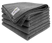 SOFTSPUN Microfiber Hair & Face Care Bath Towel 5 pc 40x60cm 340 GSM Grey Ultra Absorbent Super Soft & Comfortable, Quick Drying for Men & Women Daily Use (Pack of 1, Extra Large Size, Unisex)