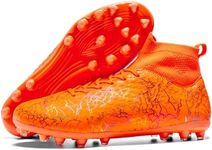 RieatDay Soccer Cleats Mens Womens High-top Football Cleats Youth Lightweight Training Soccer Shoes Adult Outdoor Tacos de Futbol para Hombre, Orange, 10 Men