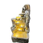 Holiness Craft 4.5 ft Lady with 4 Pot Premium Fiber Water Fountain for Living Room Home Decor Garden Patio Deck Porch - Yard Art Decoration Gift Gifting with LED Lights Water Pump