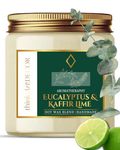 ThinkArtDecor Scented Soy Wax Candle, 450 gm, 35-40 Hrs| Luxury Aroma Therapy Votive Jar with 2 Aromatic Tea Lights | Scented Candles for Home Decor Gift Set | Fragrance Eucalyptus & Kaffir Lime