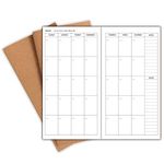 (Set of 3) Travelers Notebook Inserts - Travellers Journal Inserts for Standard Size, 11 x 21cm, 32 Sheets / 64 Pages, Kraft Cover Undated Daily Planner Inserts