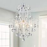 WUZUPS Crystal Chandelier 5-Light Pendant Ceiling Light Modern Lighting Fixture for Bedroom Hallway Bar Kitchen Bathroom, H 22.6'' x W 19.2'', E12 Base, White