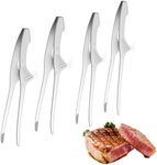 SHGarden Stainless Steel Grill Tongs 4pcs Korean Japanese BBQ Tongs Kitchen Tongs Premium Non-Slip Cooking Utensils Self-Standing Grill Tongs for Cooking Food in Camping Barbecue Buffet Oven SH0029