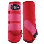 Harrison Howard Horse Sport Medicine Front Shock-Absorbing Boots All-Round Lower Limb Protection & Support Sport Boots Perfect for Endurance Training and Performance Pack of 2 Red M