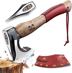 Grumpy Bear 13" Camping Hatchet, Survival Axe with Sheath, High Carbon Steel and Wood Handle, Anti-Slip Grip – Ideal for Bushcraft, Wood Splitting & Outdoor Adventures