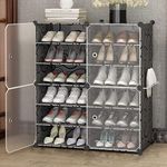 HOOBRO Shoe Rack DIY Portable Shoe Rack Organizer/Multi-Purpose Shelf Storage Cabinet Stand Expandable for Heels, Boots, Slippers Plastic and Folding Shoe Rack