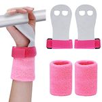 Abeillo 2 Gymnastics Grips Wristbands Sets for Girls Youth Kids, Pink Gymnastic Hand Grips Gymnastic Bar Palm Protection and Wrist Support Sports Accessories for Kids Workout and Exercise (Medium)