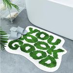 Inshere You Look Good Bath Mat Cute Bathroom Rugs, Green Bathroom Decor Mat Soft & Absorbent Plush Coral Fabric, Cool Funny Bath Mat Non-Slip Washable 25”x21”