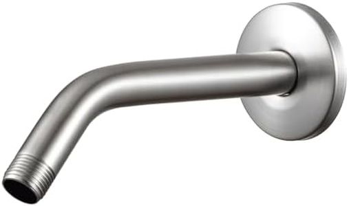 OFFO Shower Arm with Flange, 6 in Brushed Nickel Wall Mount Replacement Angle Shower Head Arm Wall-Mounted For Fixed Shower Head & Handheld Showerhead