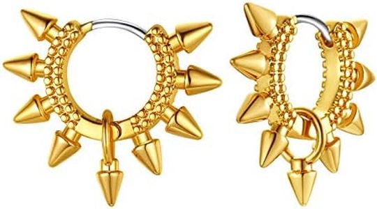 Huggie Hoop Earrings Unique Earrings Gold Spike Earrings for Men 18K Gold Plated Small Hoops Earrings for Women Hypoallergenic Light-weight Hiphop Minimalist Jewelry Gift for Rapper Hippie