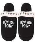 FRIENDS Official Slippers | Memory Foam Slippers | Unisex Black Women Mens Slippers | Chandler, Joey, Rachel Slip On Warm House sliders, Licenced Merchandise gifts, TV Show