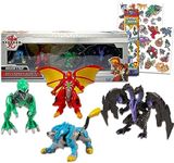 Bakugan Action Figures 4 Pack - Bundle with 4 Bakugan Collector Figurines Plus Temporary Tattoos for Boys | Bakugan Party Supplies