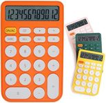 Richenda Desktop Calculator 12 Digit, Large Display and Sensitive Button, cute candy color Standard Calculator with Large LCD Display for Office, Home, School,with battery(Orange White)