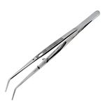 Aven 18400 Curved Serrated Tweezers with Lock, Stainless Steel, 6" Length, 1-5/8" Tip Length
