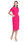 Maggy London Women's Ruffle Collar Slant Pocket Sheath Dress, Electric Pink, 6