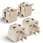 OREI India to China, New Zealand & Australia Adapter - Type I Australia Plug - 2 in 1 - Perfect for Laptop, Camera Charger and More - CE - RoHS - 4 Pack - Beige - 5 Years Warranty