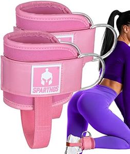 Sparthos Kickback Ankle Straps for Cable Machines - Ankle Cuff Attachment - for Working Out at Gym Machine, Weight Cables - Glute Workout Exercise Ankle Strap Accessories - (Pink, Pack of 2)