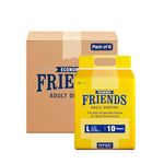 Friends Economy Adult Diapers Tape Style - 60 Count (Large) with odour lock and Anti-Bacterial Absorbent Core- Waist Size 29.53-57.09 Inch ; 75-145 Cm