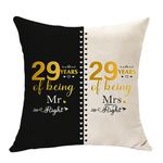 29 Years of Marriage Gifts for Couple - Mr. Right and Mrs. Always Right Gifts Anniversary Cushion Cover for Husband Wife 29th Wedding Gifts for Mum Dad Sister Wedding Anniversary Keepsake (29th)