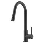 KRAUS Oletto Contemporary Pull-Down Single Handle Kitchen Faucet in Matte Black, KPF-3104MB