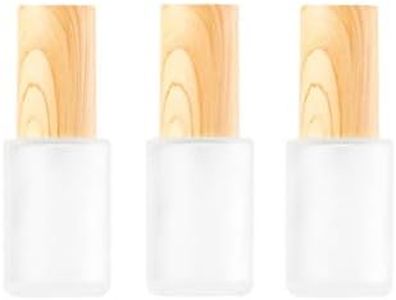 3Pcs 30ml 1oz Matte Glass Pump Bottles Travel Pump Bottle Lotion Bottle Travel Container Soap Dispenser Toiletries Bottle Containers with Wood Grain Lid for Shampoo Cream Liquid Essential Oils