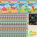Motipuns 60 Pack Dinosaur Rainbow Scratch Book for Kids Dinosaur Rainbow Scratch Notebook Bulk Dinosaur Magic Scratch Paper Art Supplies for Kids Birthday Party Favors Classroom Prizes