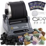 NATIONAL GEOGRAPHIC Hobby Rock Tumbler Kit - Rock Polisher for Kids & Adults, Durable Noise-Reduced Barrel, Rocks, Grit & New GemFoam for a Shiny Finish, Cool Toys, Great STEM Hobby Kit