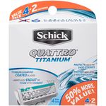 Schick Quattro Titanium Razor Blade Refills for Men Value Pack, 6 Count