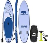 Atoll Inflatable Paddle Board with Premium SUP Stand Up Paddle Board Accessories & Back Pack, Non-Slip Comfort Deck for Unisex Adult - 11ft (Light Blue)