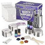 Roxy Epoxy DIY Candle Making Kit Silver - Complete Supplies Set to Make Your Own Candles - Includes 2lb Soy Wax, Candle Tins, Fragrances, Color Dyes, Melting Pot