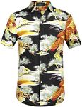 SSLR Men's Eagle Print Button Down Hawaiian Shirt (XX-Large, Black)