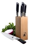 KitBox Premium Knife Set with Rubber Wood Stand, Heavy Duty Stainless Steel Knife with ABS Forged Handle, 6 Pieces