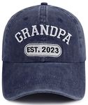 New Grandpa Gifts for Men, Funny Grandpa Est 2024 Hat, Adjustable 3D Embroidered Best Grandfather Gift Baseball Cap, Embroidered Navy, One Size