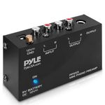 Pyle Phono Turntable Preamp - Mini Electronic Audio Stereo Phonograph Preamplifier with 9V Battery Compartment, DC 12V Power Adapter, RCA Input/Output & Low Noise Operation (PP555), 6X6X6