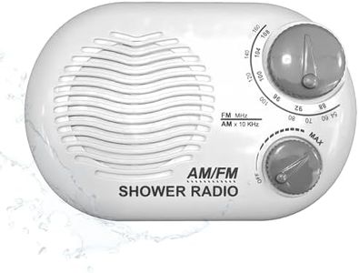 Ken-Tech Shower Radio - Includes Carrying or Hanging Strap. Portable Design Perfect for Bathroom, Kitchen, and Outdoor. Built in Speaker, Battery Operated Radio