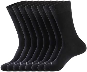 WANDER Men's Solid Dress Socks Cotton Black Men 8 Pairs Trouser Thin Classic Socks (Shoe Size:13-15, 8 Pairs Black)