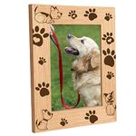 CREATCABIN Engraved Wood Frame Dog Paw Puppy Tabletop 4" x 6" Vertical Natural Wood Picture Photo Frame Displayed Pet Memorial for Home Desk Decor Dog Lover Gift