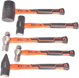 5-Piece Hammer Set, 16oz Ball Pain Hammer | 32oz Ball Pain Hammer | 32oz Rubber Mallet | 3lb Sledge Hammer | 3lbCross Pain Hammer