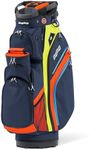 Bag Boy Chiller Pro Golf Cart Bag, 14 Way Top with Full Length Individual Dividers, Rubberized Putter Well, Removable Cooler, 9 Zippered Pockets, Navy/Orange/Citrus