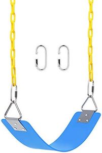 Swing Set, AGPtEK Swing Seat 250lb with Anti-Rust Chains 167.6 CM Thermoplastic Coated, Swing Seat Cushion Accessories Replacement with Snap Hooks for Outdoors, Playground, Jungle & Gym(Blue)