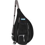 KAVU Mini Rope Fleece Bag Sling Crossbody Sherpa Backpack Travel Purse, Jet Black, One Size